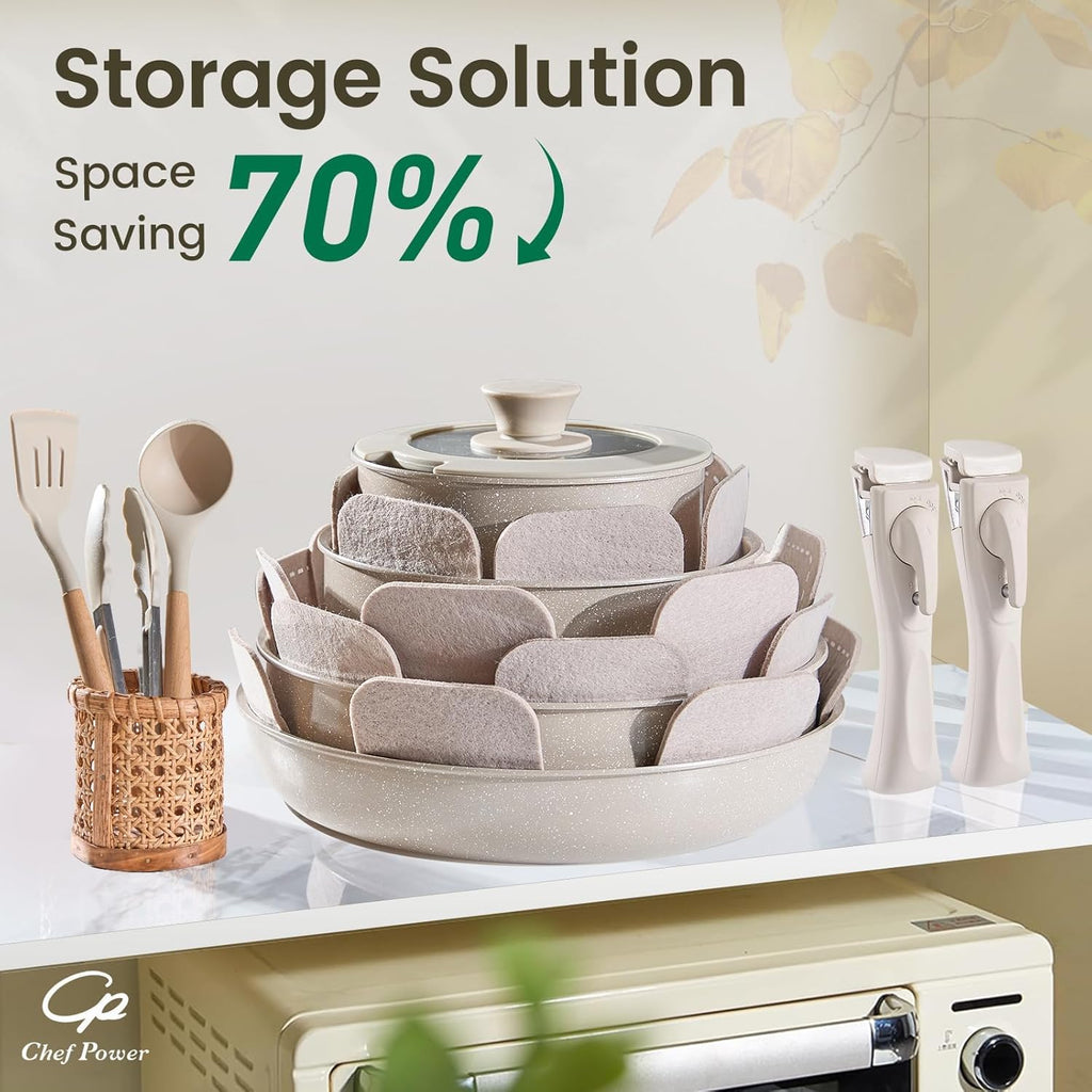CERAVA™ 19-Piece Detachable Handle Cookware Set