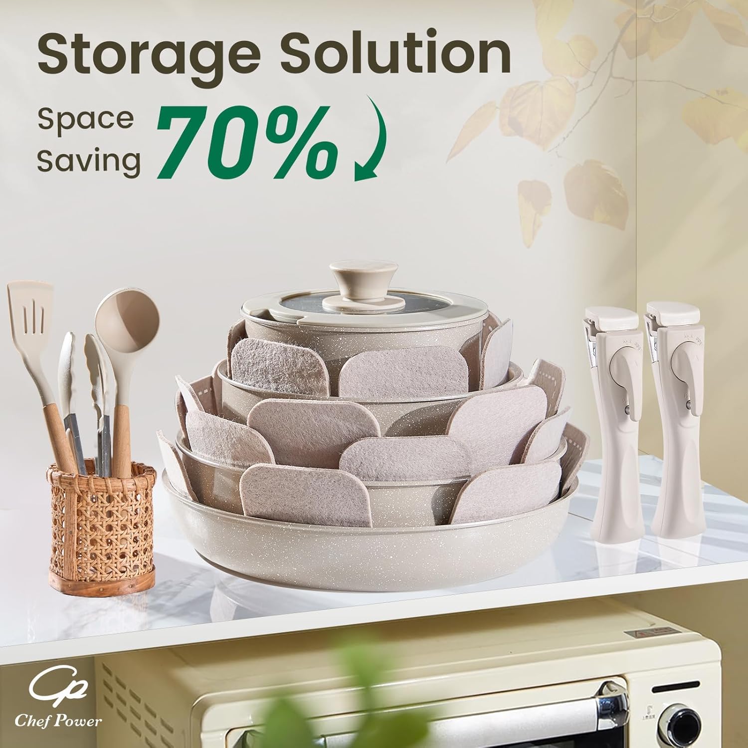 CERAVA™ 19-Piece Detachable Handle Cookware Set