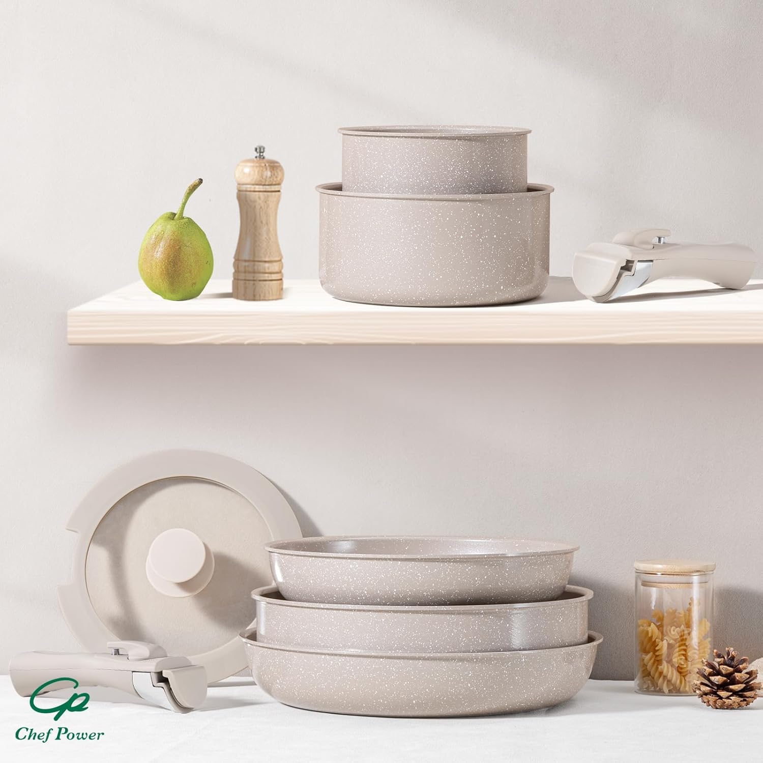 CERAVA™ 19-Piece Detachable Handle Cookware Set