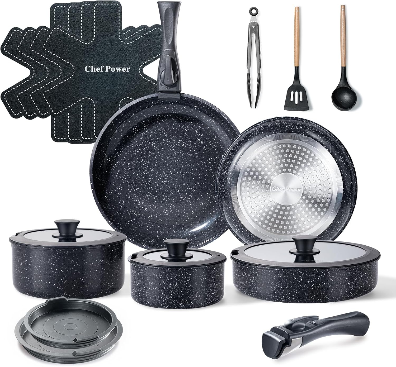 CERAVA™ 19-Piece Detachable Handle Cookware Set